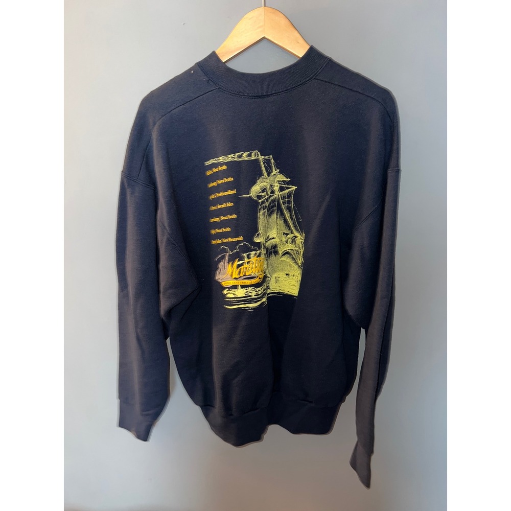 Vintage Fruit of the Loom Maritime 95 Sailing Graphic Sweatshirt Navy Blue XL‎